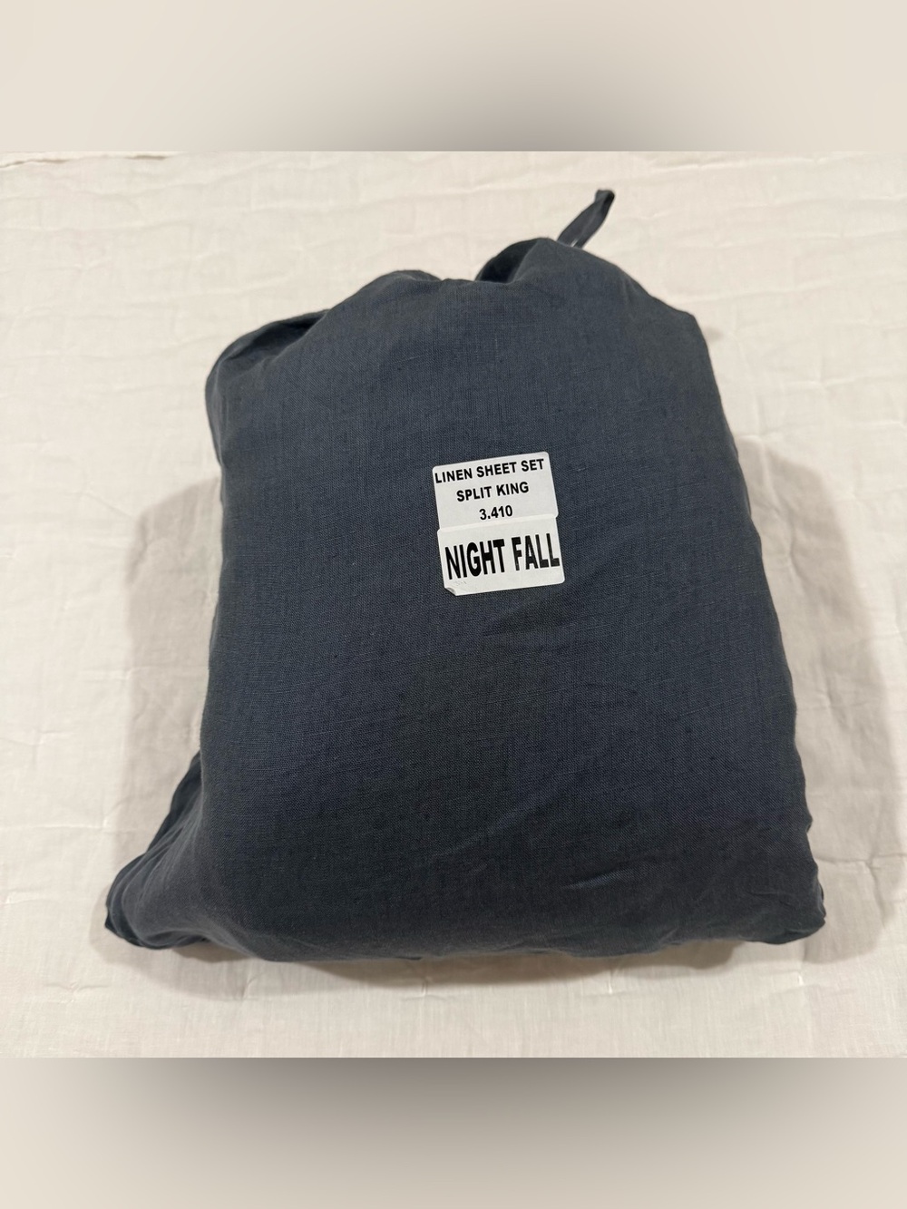 New Quince European Linen Sheet Set Split King (5-piece set) MSRP $214 Nightfall - Picture 4 of 7